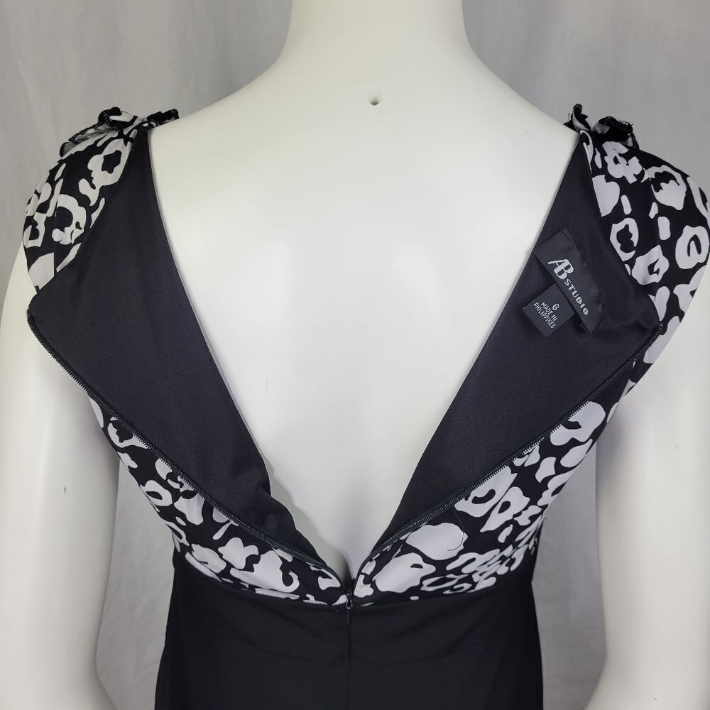 AB Studio Black‎ & White Ruffled Neck Dress - Picture 7 of 9